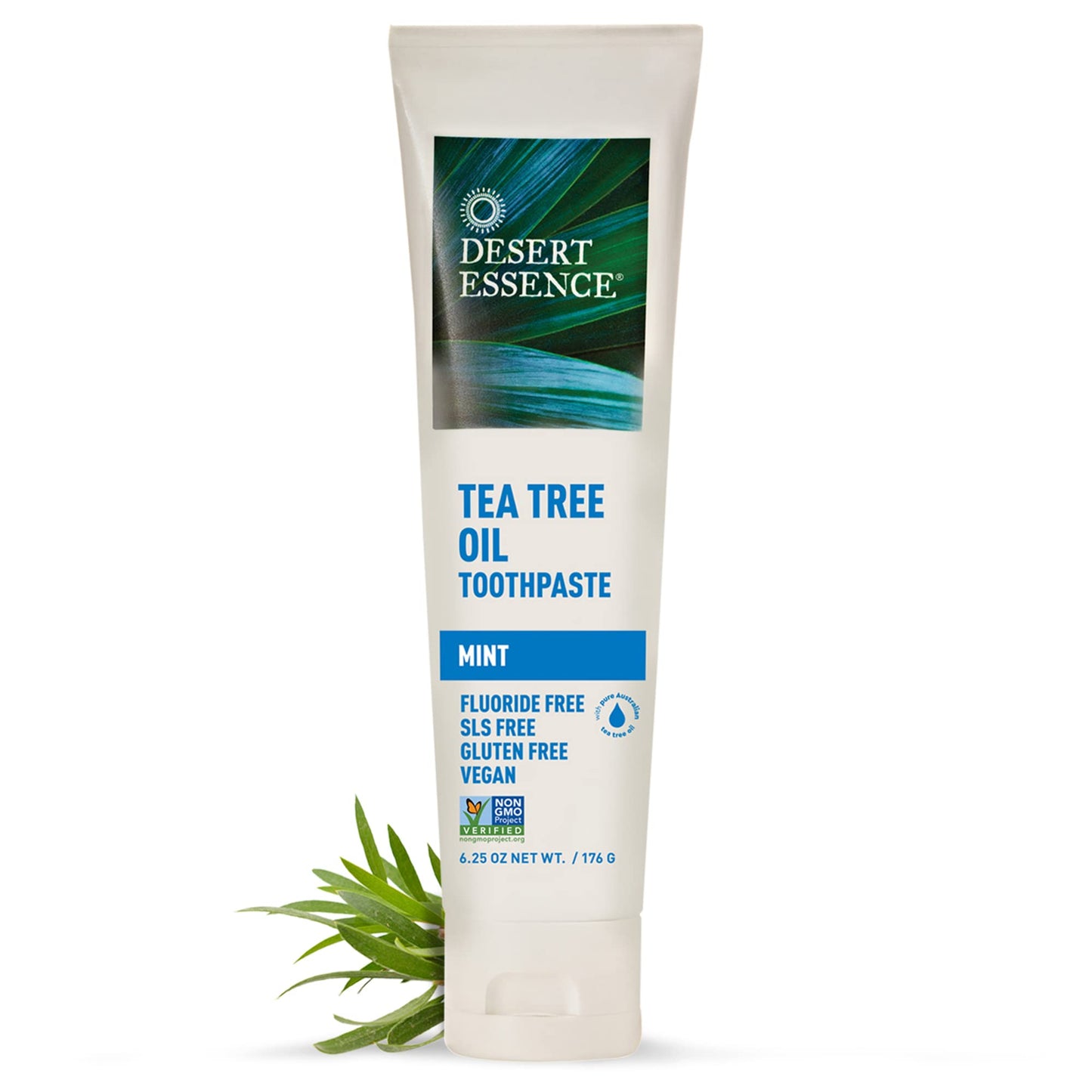Desert Essence Tea Tree Oil Toothpaste – Mint, 6.25 oz (Pack of 2)