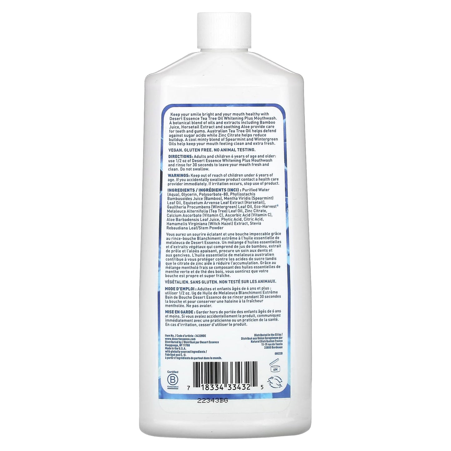 Desert Essence Mouthwash, Tea Tree Whitening Mint, 16 Fluid Ounce