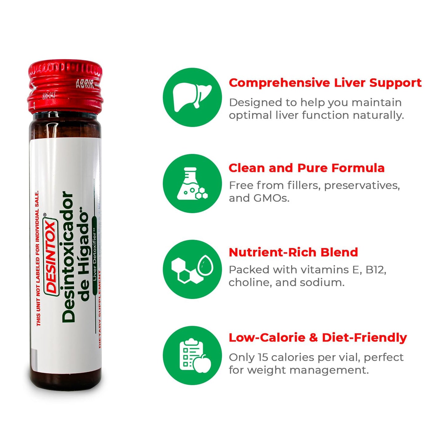 Desintox Liver Support Liquid Shots | Beet Root, Artichoke, Choline, B12 & Vitamin E
