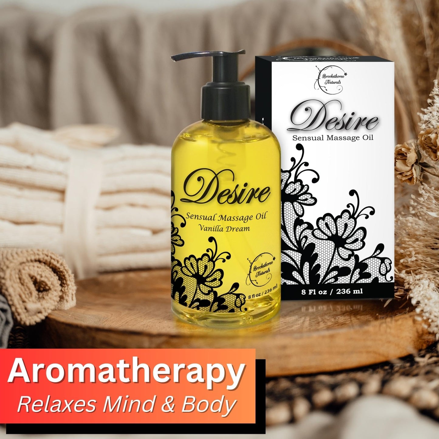 Desire Sensual Massage Oil for Date Night - All-Natural 8oz for Couples