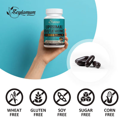 Zeylamum 2400 MG Liposomal Glutathione Softgels — Max Absorption with Hyaluronic Acid & Resveratrol