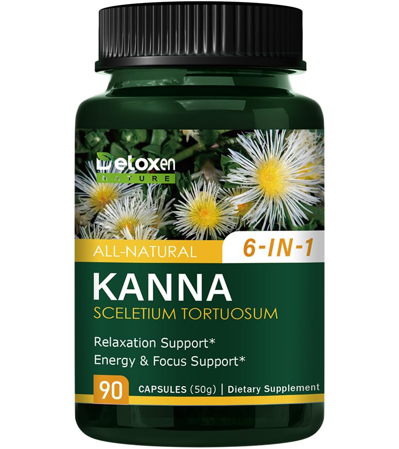 DetoxenNATURE Kanna Extract Power Capsules – Relaxation & Focus Support (90 Count)