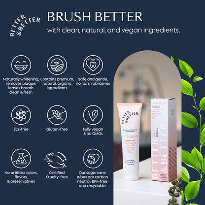 Better & Better Detoxify Hydroxyapatite Toothpaste – Fluoride & SLS Free, Fresh Mint, 3.4oz (3 Pack)