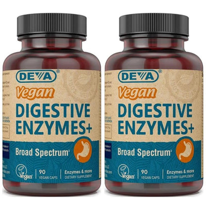 DEVA Digestive Enzymes+ – All-Vegan Digestive Supplement, 90 Capsules (Pack of 2)