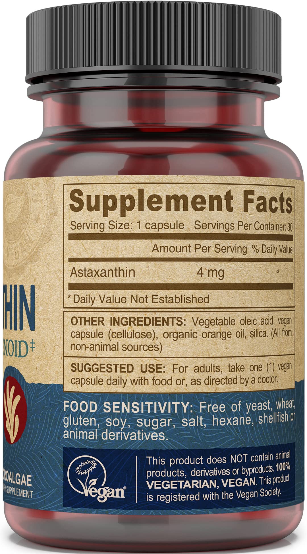 DEVA Astaxanthin 4mg – Vegan, Haematococcus Pluvialis, 30 Capsules (2-Pack)