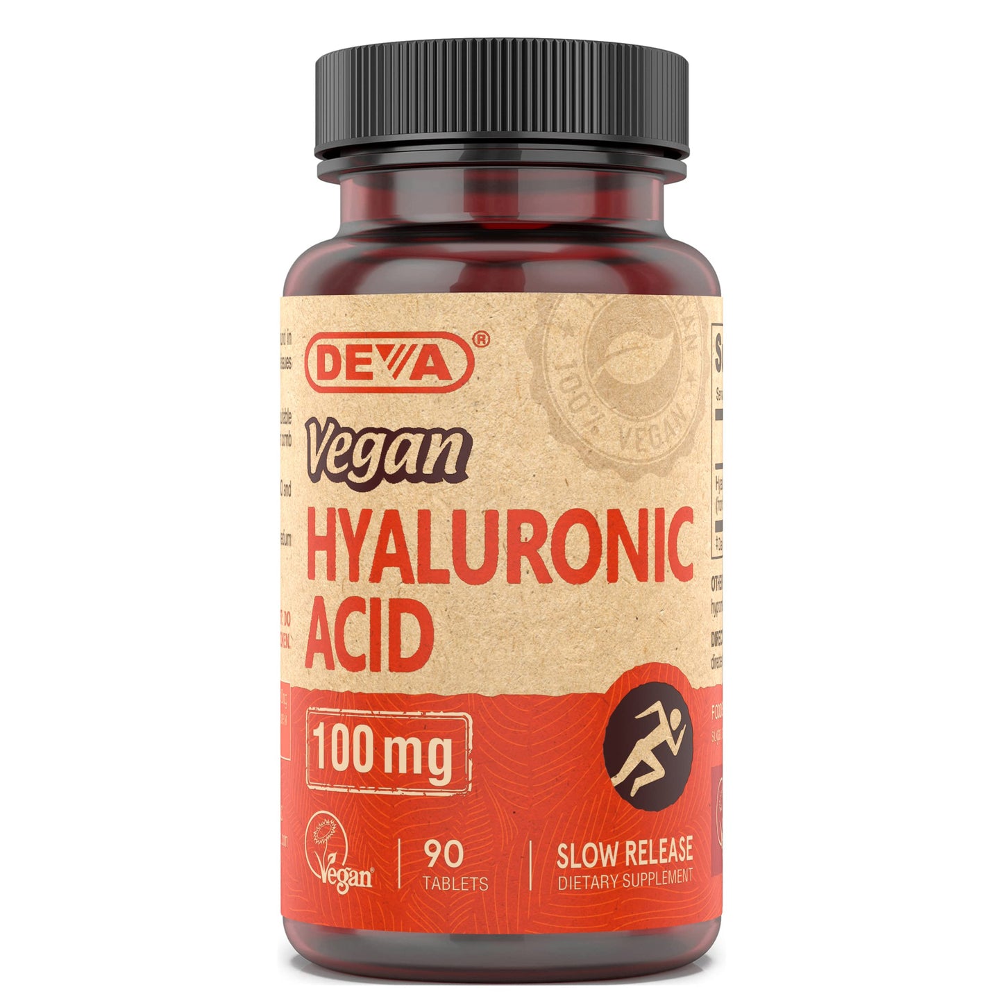 DEVA Nutrition Vegan Hyaluronic Acid 100 mg – Non-GMO & Non-Hemolytic – 90 Tablets