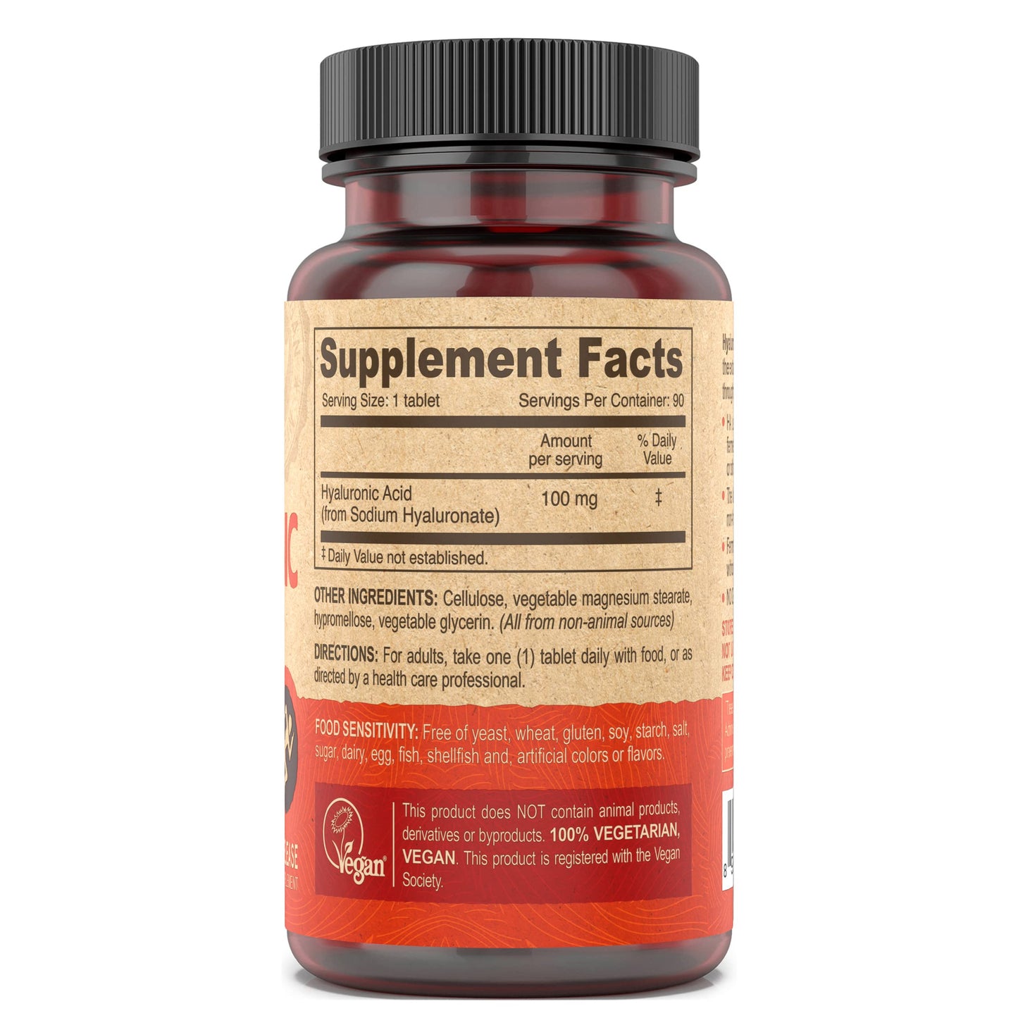 DEVA Nutrition Vegan Hyaluronic Acid 100 mg – Non-GMO & Non-Hemolytic – 90 Tablets