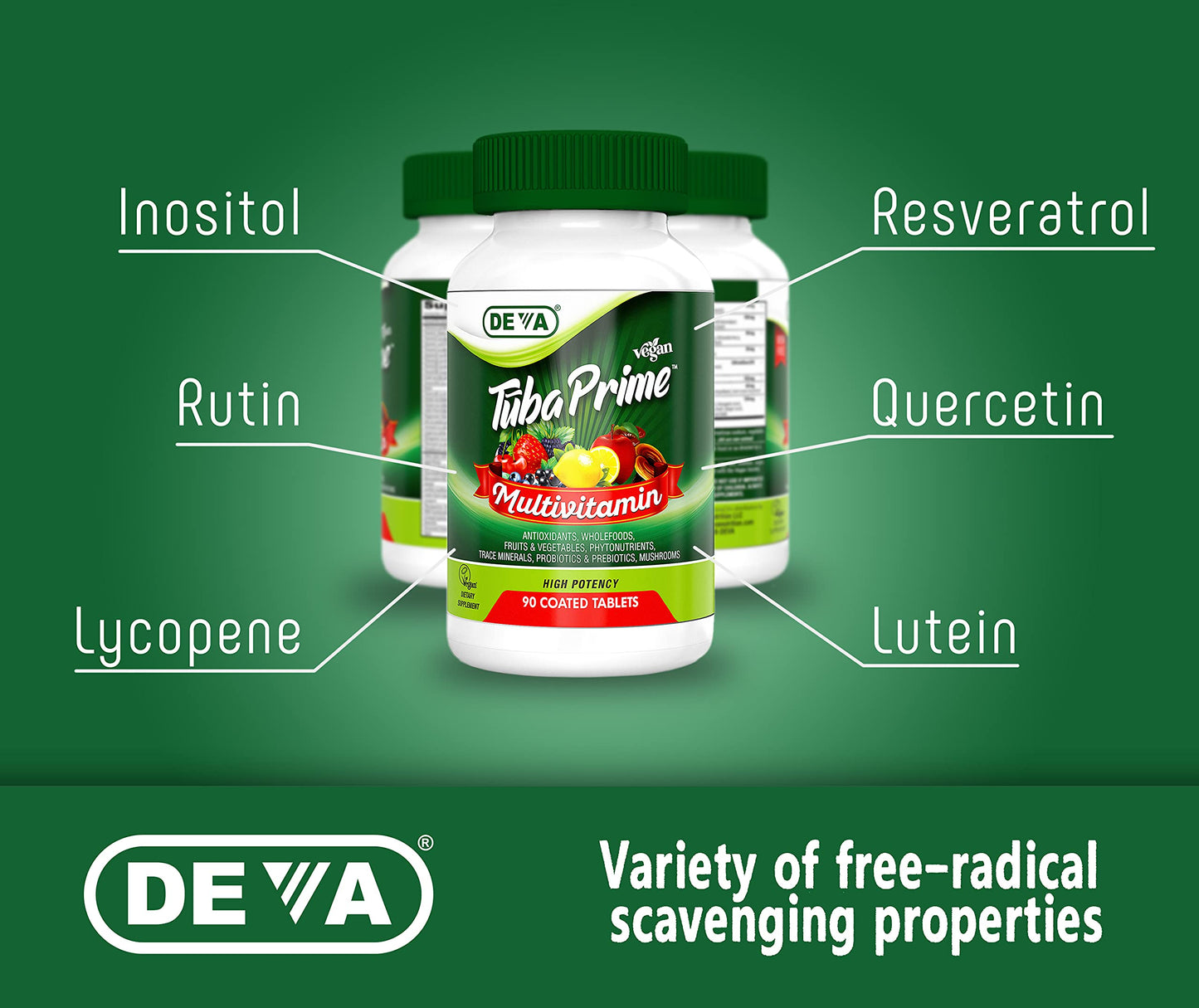 DEVA Tuba Prime Vegan Multivitamin – Iron-Free, High-Potency Vitamins & Minerals