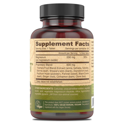 DEVA Vegan Colon Assist – 90 Count Tablets with Magnesium, Triphala, Psyllium Husk, Senna