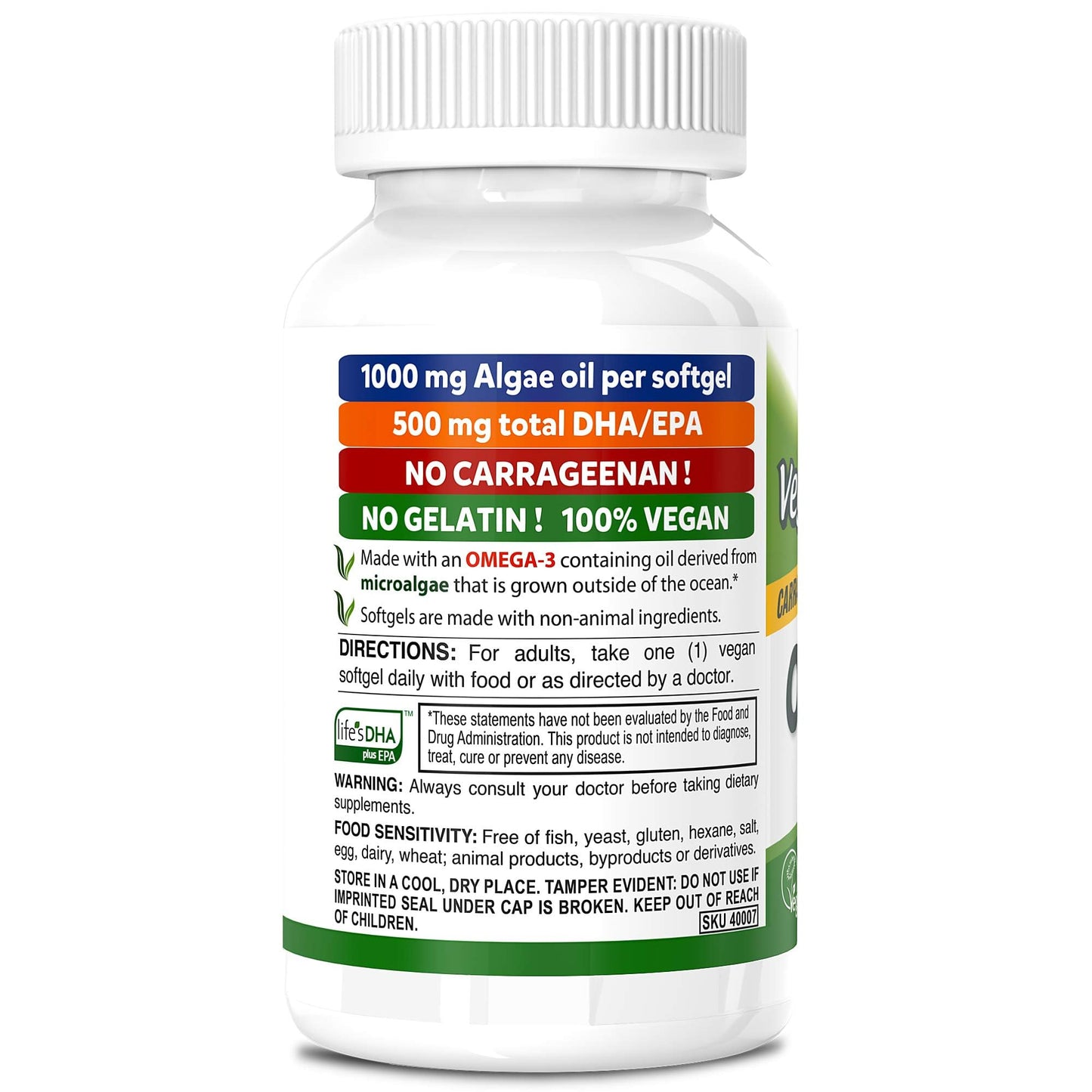 DEVA Vegan Omega-3 DHA-EPA 500mg – 2-Pack, Algae-Based, Carrageenan-Free