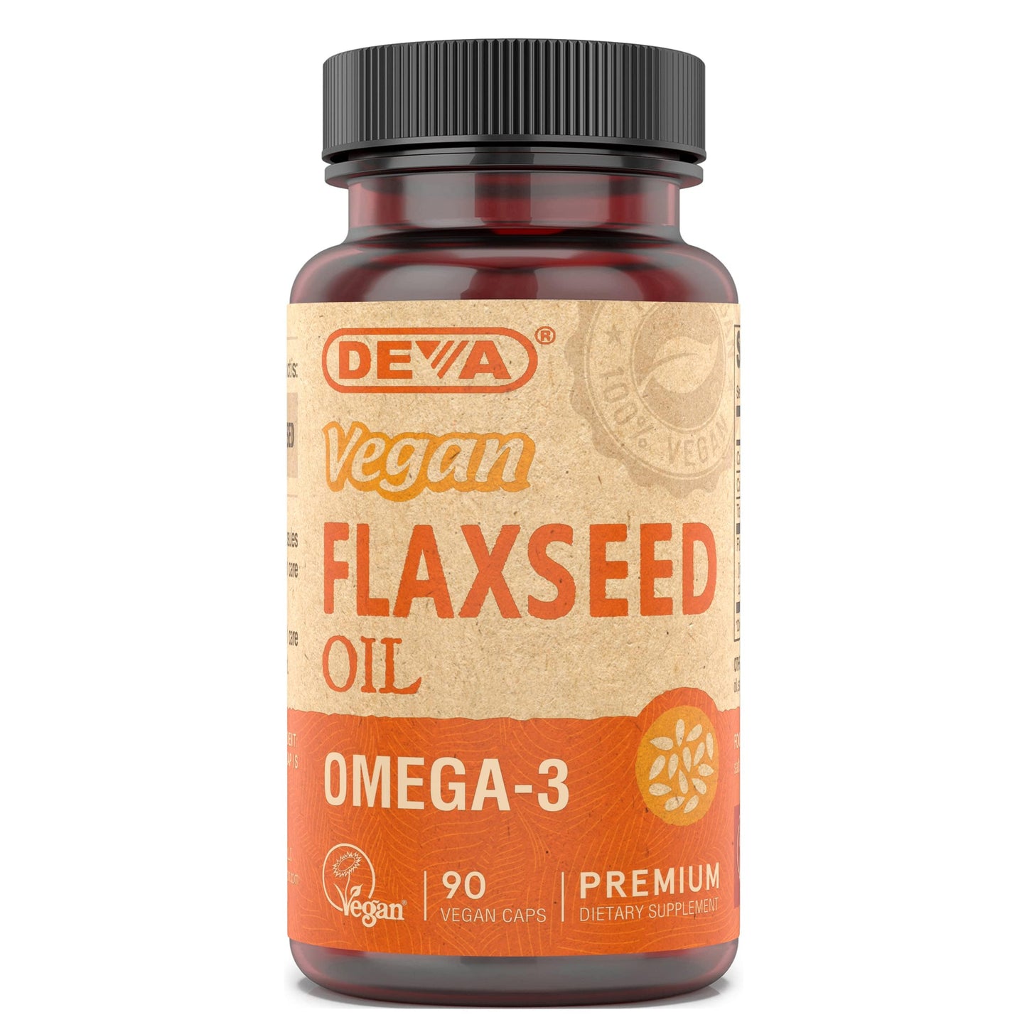 DEVA Vegan Flaxseed Oil - 90 Vcaps | Organic Cold-Pressed Omega-3