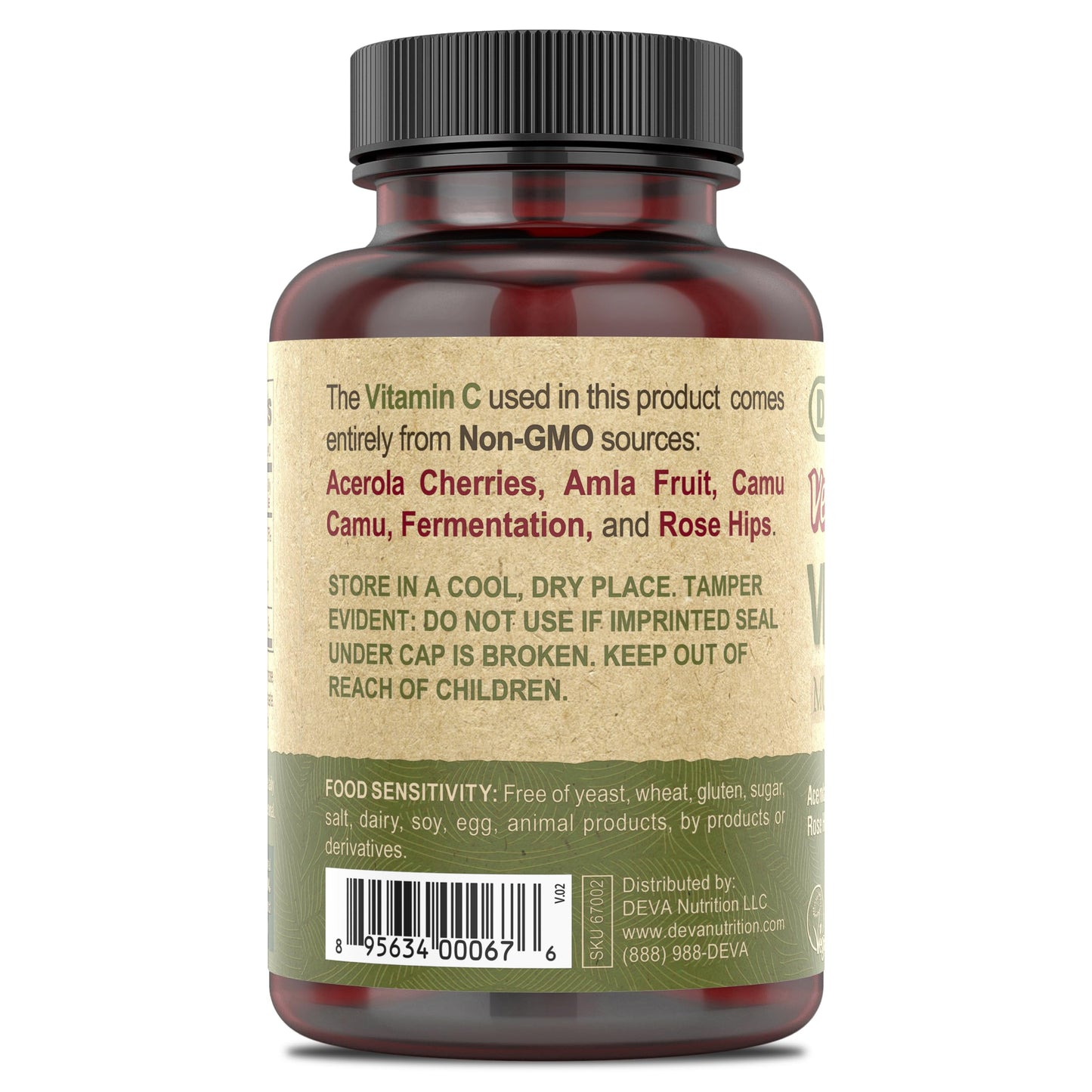 DEVA Vegan Vitamin C - Multisource Plant-Based, Non-GMO, 90 Tablets