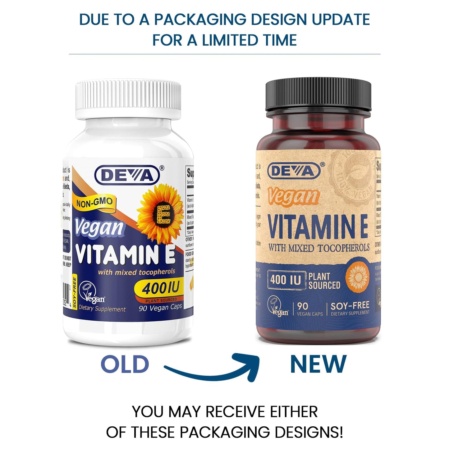 DEVA Vegan Vitamin E 400IU with Mixed Tocopherols – Soy-Free, Non-GMO Sunflower Derived (Pack of 2)