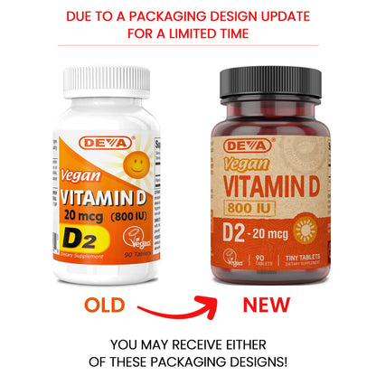 DEVA Vegan Vitamin D2 800 IU – 90 Tablets | No Animal Ingredients