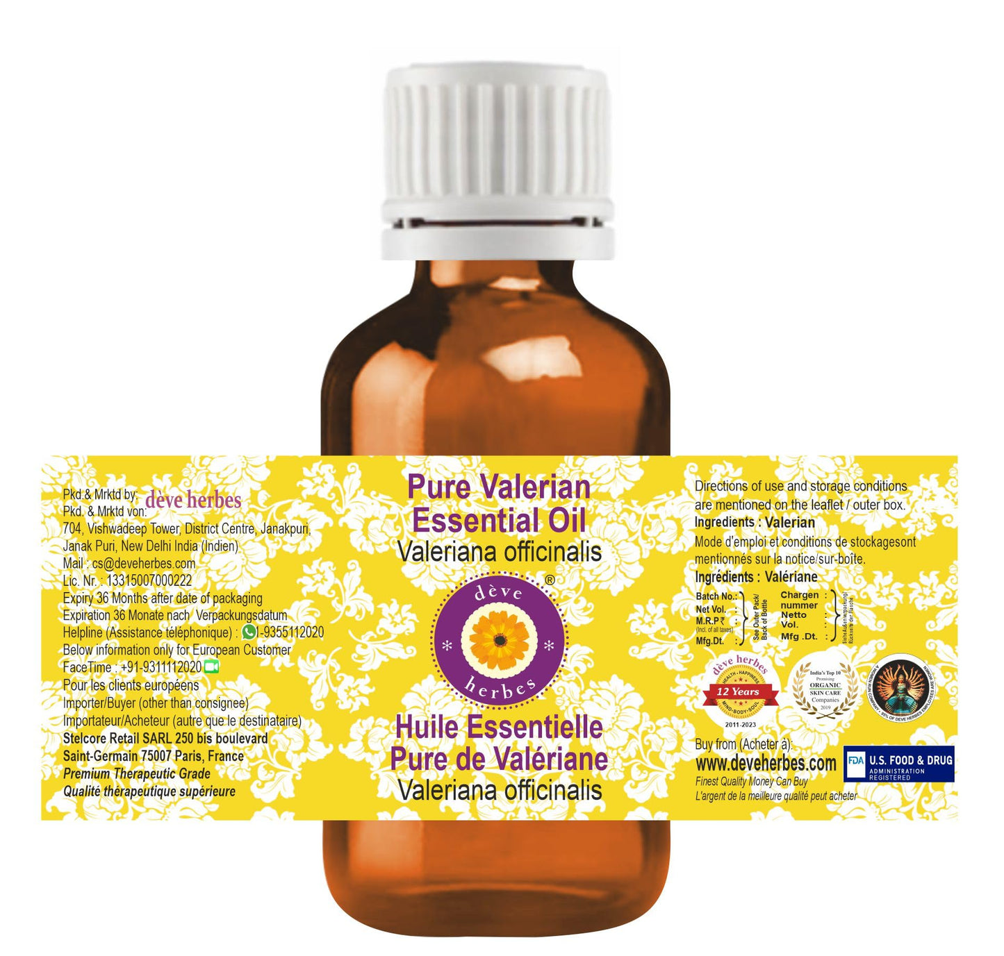 dève herbes Valerian Essential Oil 5ml – Pure, Steam Distilled, Valeriana officinalis
