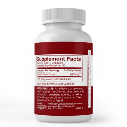 Devil's Claw Extract Capsules – Pure Original Ingredients, 100 Count, Lab Verified
