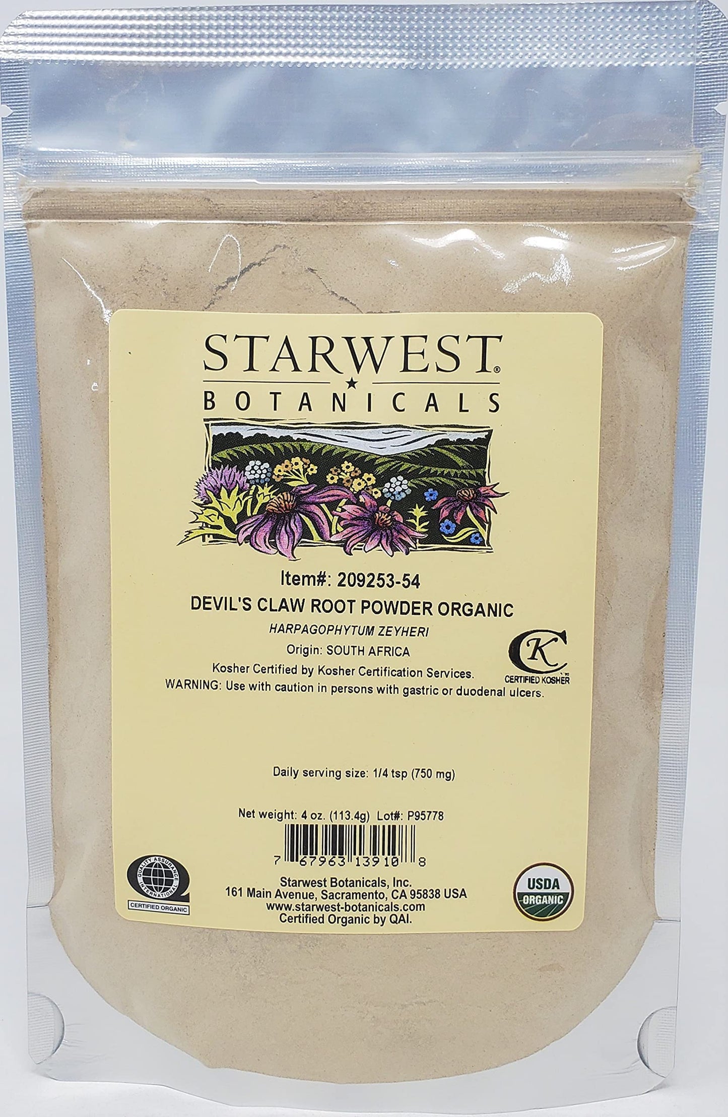 Devil's Claw Root Powder Organic 4oz - Pwd Org