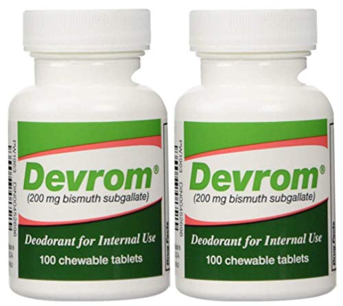 Devrom Erectogen DEVROM Tablets – Internal Deodorant, 200mg, 100 Chewables (2 Bottles)