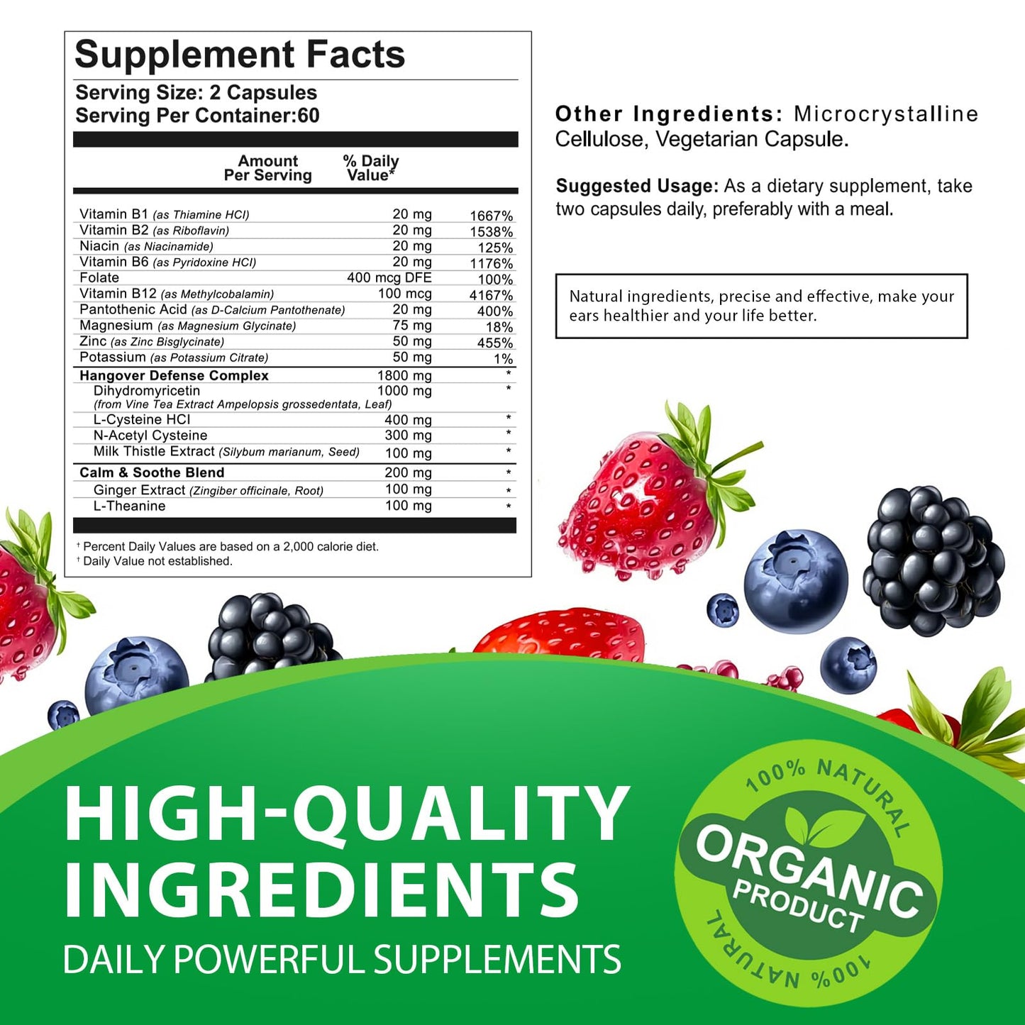 DHM 1000mg Dihydromyricetin – 120 Capsules with Electrolytes & B Complex | Liver Support & Hydration
