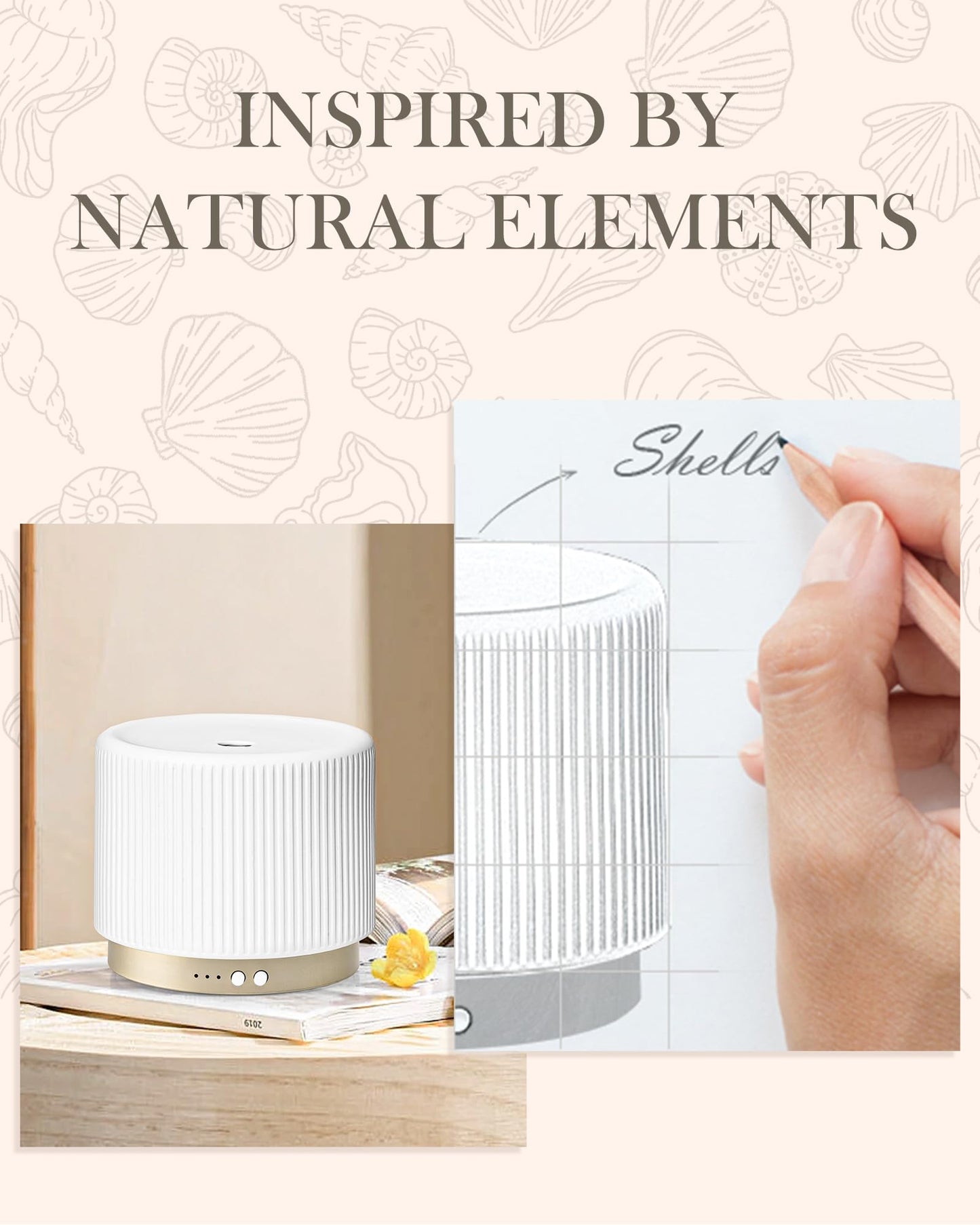 280ml Ceramic Essential Oil Diffuser – Ultrasonic Cool Mist, Auto Shut-Off, Quiet Sleep