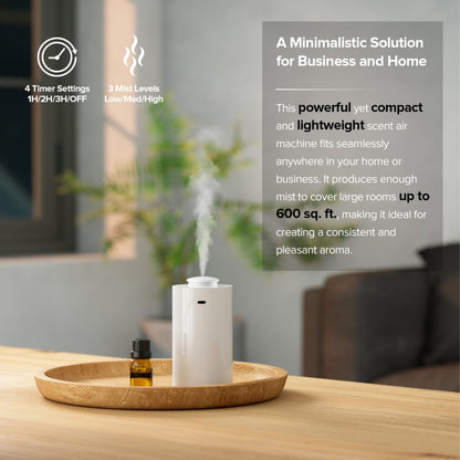 Waterless Essential Oil Diffuser AN7 Light Steel Blue – Car & Home Nebulizing Diffuser, 5-20mL, Up to 600 sq ft, 4 Timers, 3 Mist Levels