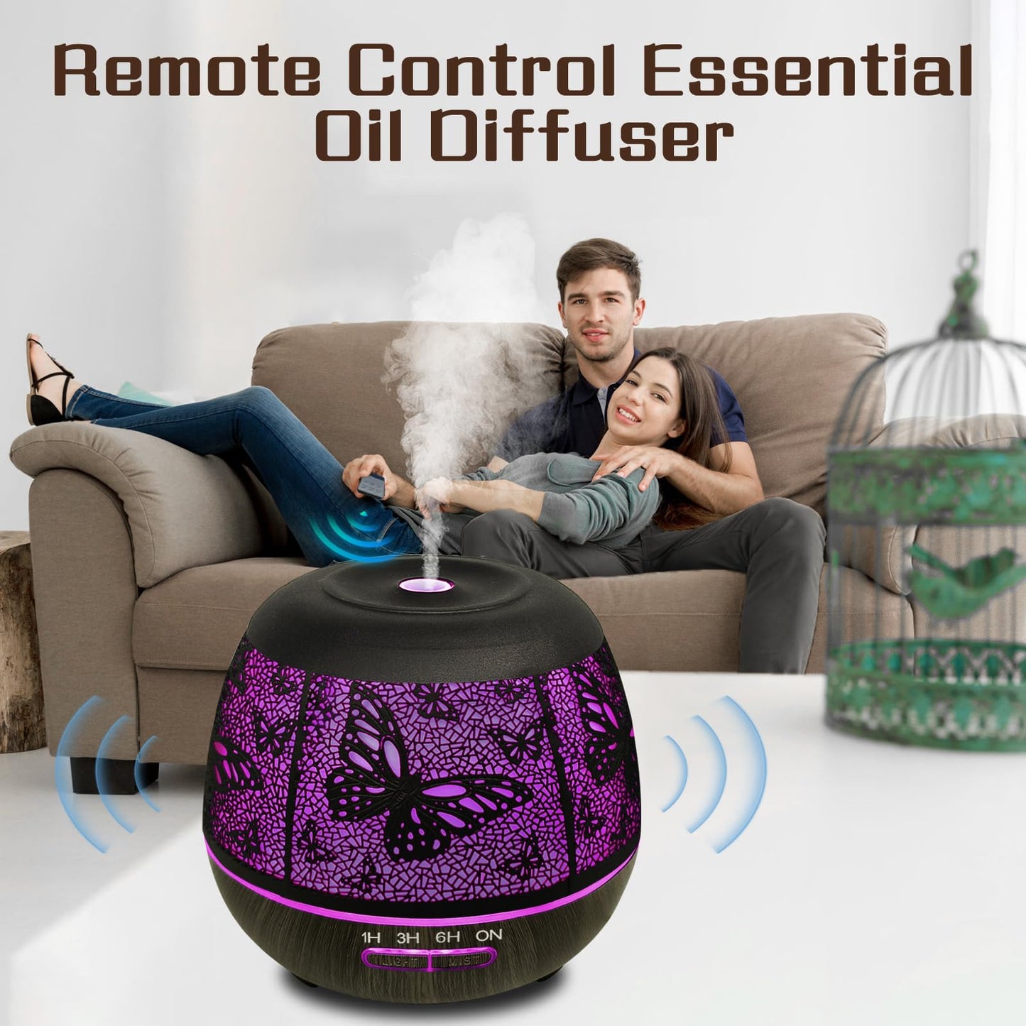 Essential Oil Diffuser for Bedroom 400ml | Remote-Controlled Ultrasonic Diffuser with 7 Color Lights