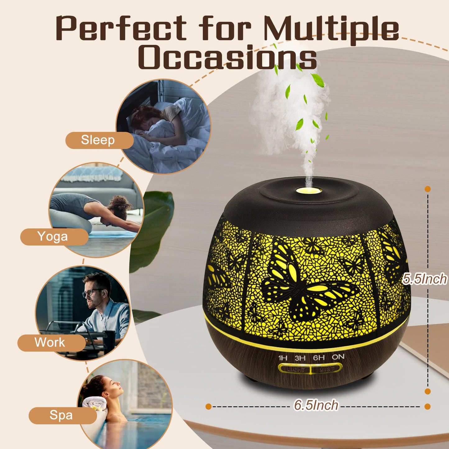 Essential Oil Diffuser for Bedroom 400ml | Remote-Controlled Ultrasonic Diffuser with 7 Color Lights