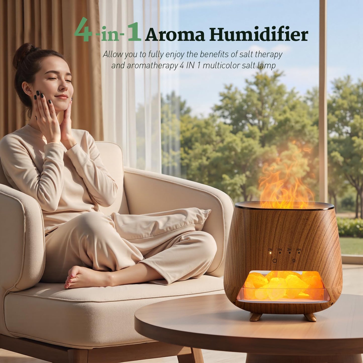 2-in-1 Ultrasonic Aromatherapy Diffuser | Essential Oil & Himalayan Salt Lamp