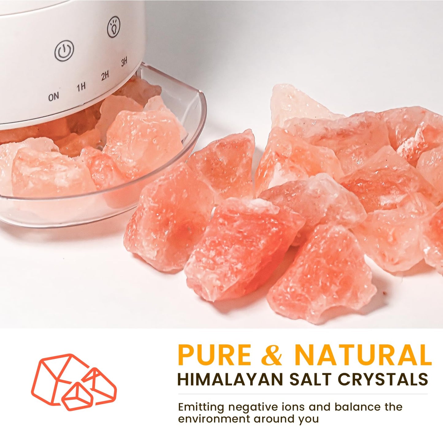 Ultrasonic Essential Oil Diffuser with Himalayan Salt Rock – Flame Effect, 100ML, Auto Off