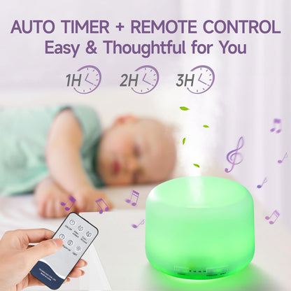 500ML Large Room Essential Oil Diffuser with Bluetooth Speaker, Remote & 6-Oil Set