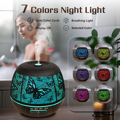 Essential Oil Diffuser for Bedroom 400ml | Remote-Controlled Ultrasonic Diffuser with 7 Color Lights