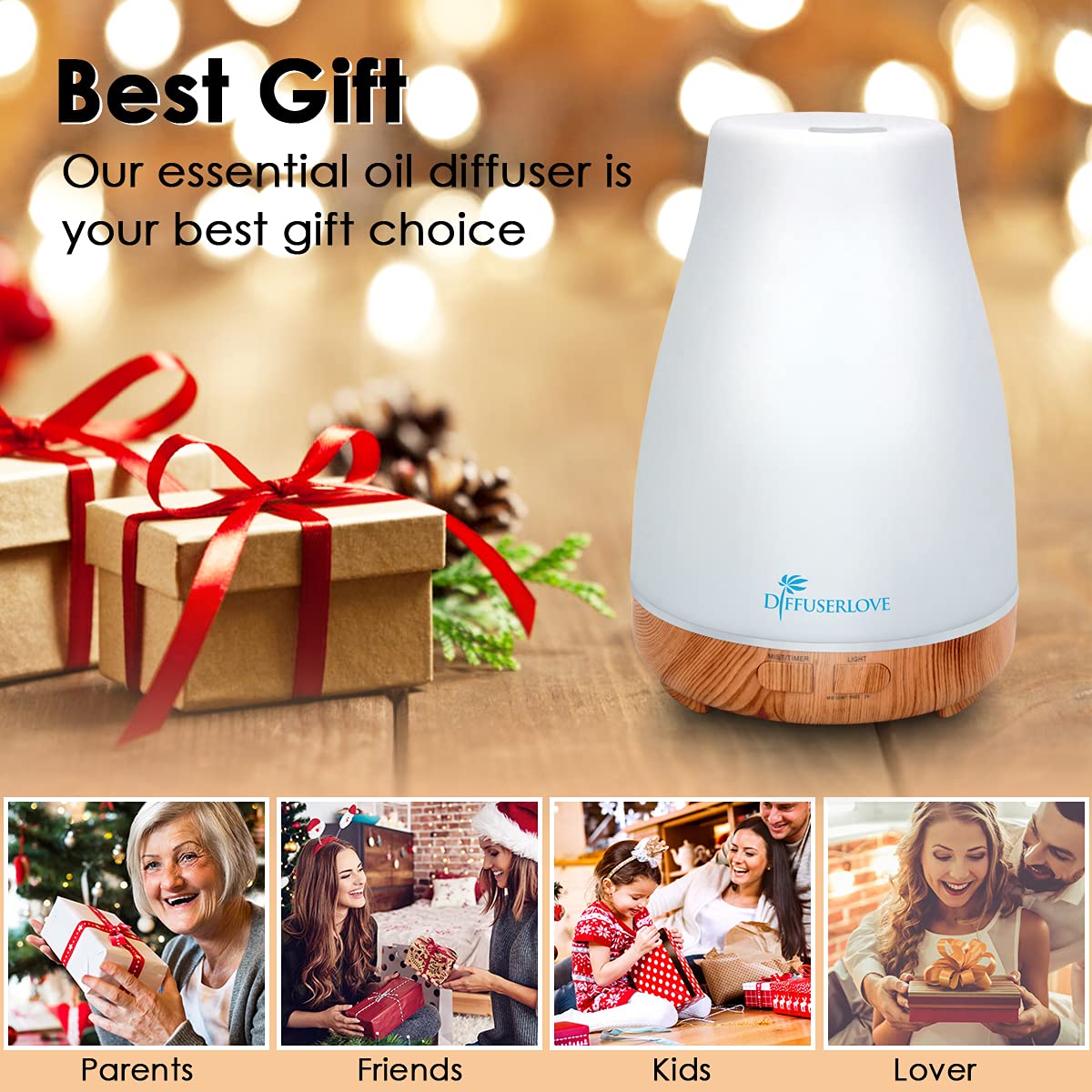 300ML Diffuser with Remote Control – Aromatherapy Diffuser with 7 Color LED Lights for Bedroom, Office, Yoga