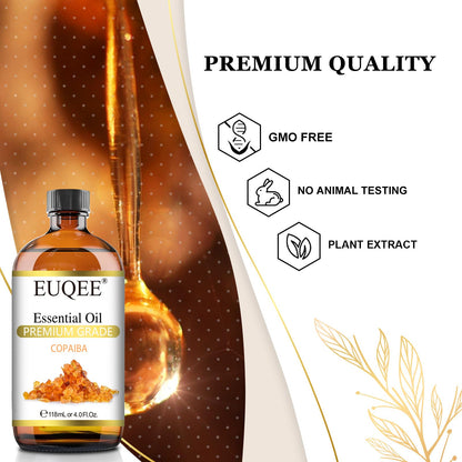 EUQEE Copaiba Essential Oil 118 ml | Pure Copaiba Oil with Dropper