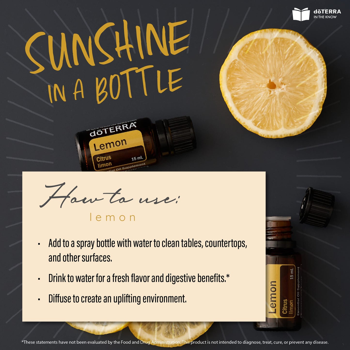 DoTerra Lemon Essential Oil 15 mL | Cold-Pressed Citrus Oil