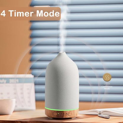 Diffuserlove Ceramic Essential Oil Diffuser 160ML – Auto Shut-Off, 7-Color LED, Quiet Humidifier (Yellow Wood Pattern)