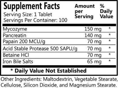 Digestine Daily Digestive Enzymes | Mycozyme, Pancreatin, Papain & More | Daily Manufacturing