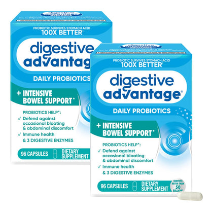 Digestive Advantage IBS Probiotics + Enzymes – Intensive Bowel Support, 96 Capsules