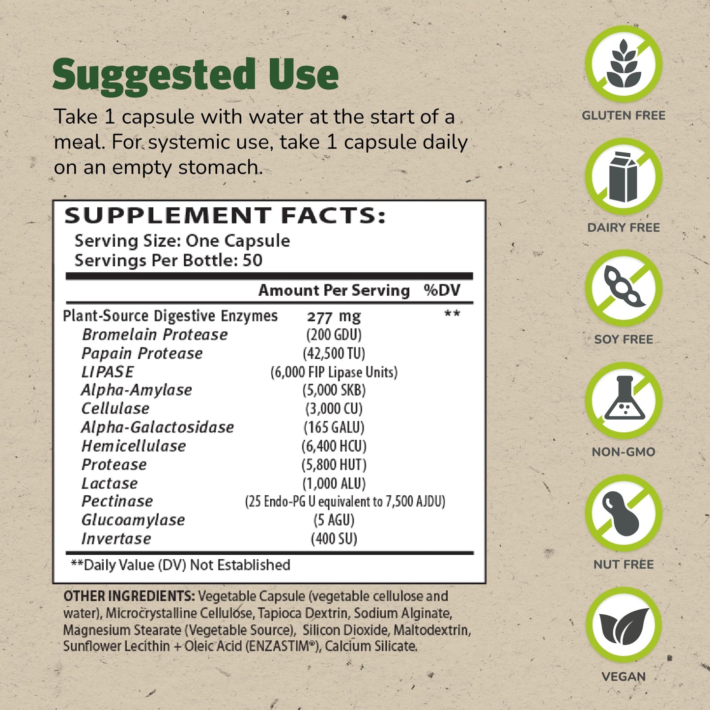 Enzalase Digestive Enzymes - 50 Capsules x3 | Probiotic Compatible, Gluten Free