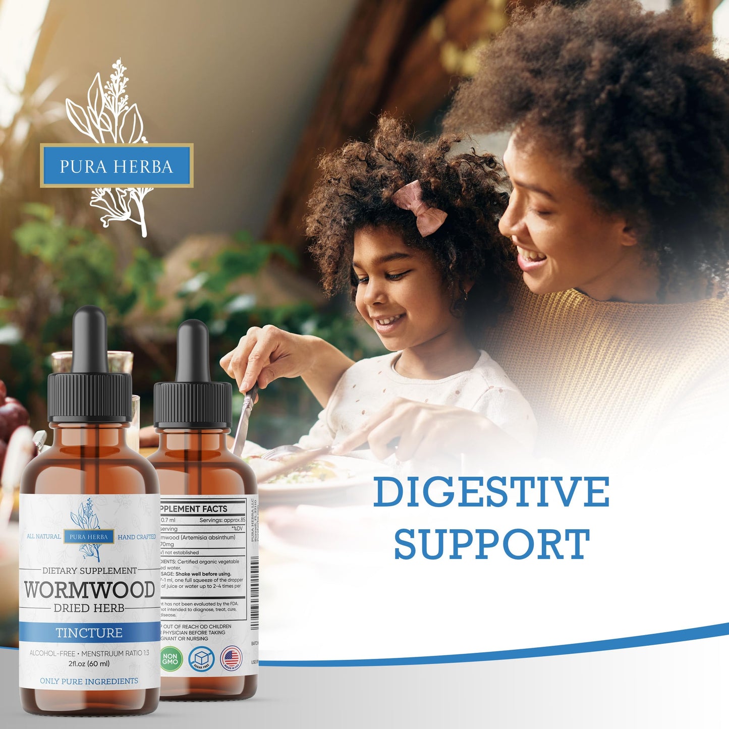 Wormwood Organic Tincture for Digestive Health - Alcohol-Free, Made in USA | 2 Fl Oz
