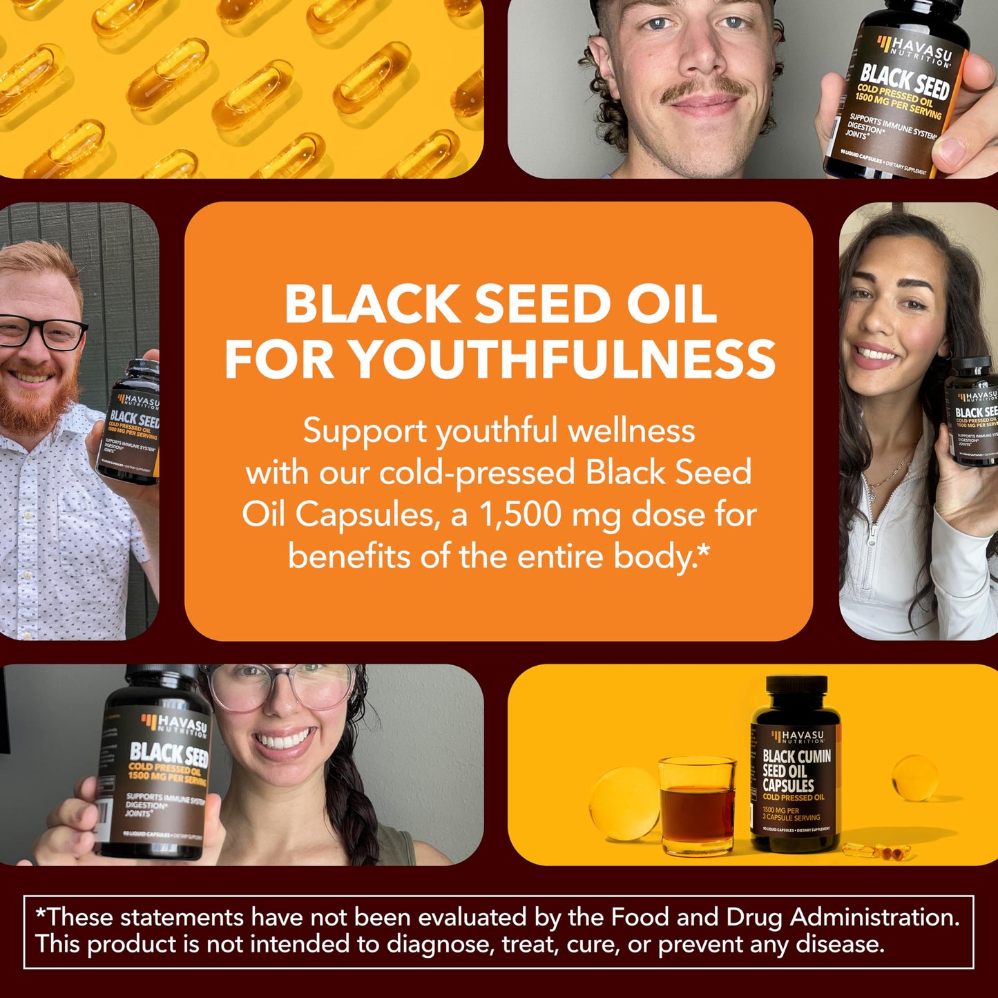 Cold Pressed Black Seed Oil Capsules 1500mg | Immune Support, Digestive Health & Hair & Skin - Nigella Sativa