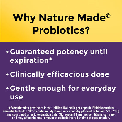 Nature Made Probiotic Capsules 1 Billion CFU BB-12 – 30 Day Supply