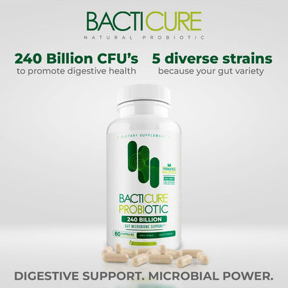 Bacticure Probiotic 120 Capsules | Digestive Health, Women's Wellness & Immune Support