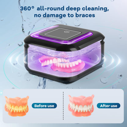 Ultrasonic Retainer Cleaner Machine | 42kHz, 28W Denture Cleaner for Night Guards, Braces, Jewelry – 180ml