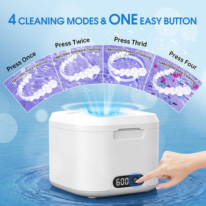Ultrasonic Retainer Cleaner with UV Light – 49kHz, Digital Timer