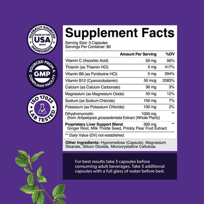 Natures Craft Nighttime Liver Detox & Hydration Pills – DHM + Milk Thistle (240 Capsules)