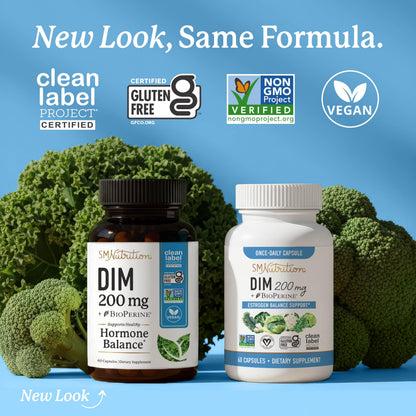 DIM 200 mg (120 Ct) | Estrogen Balance for Women & Men | Hormone Support, Menopause & PMS | Non-GMO, Vegan, Soy Free | 4 Month Supply