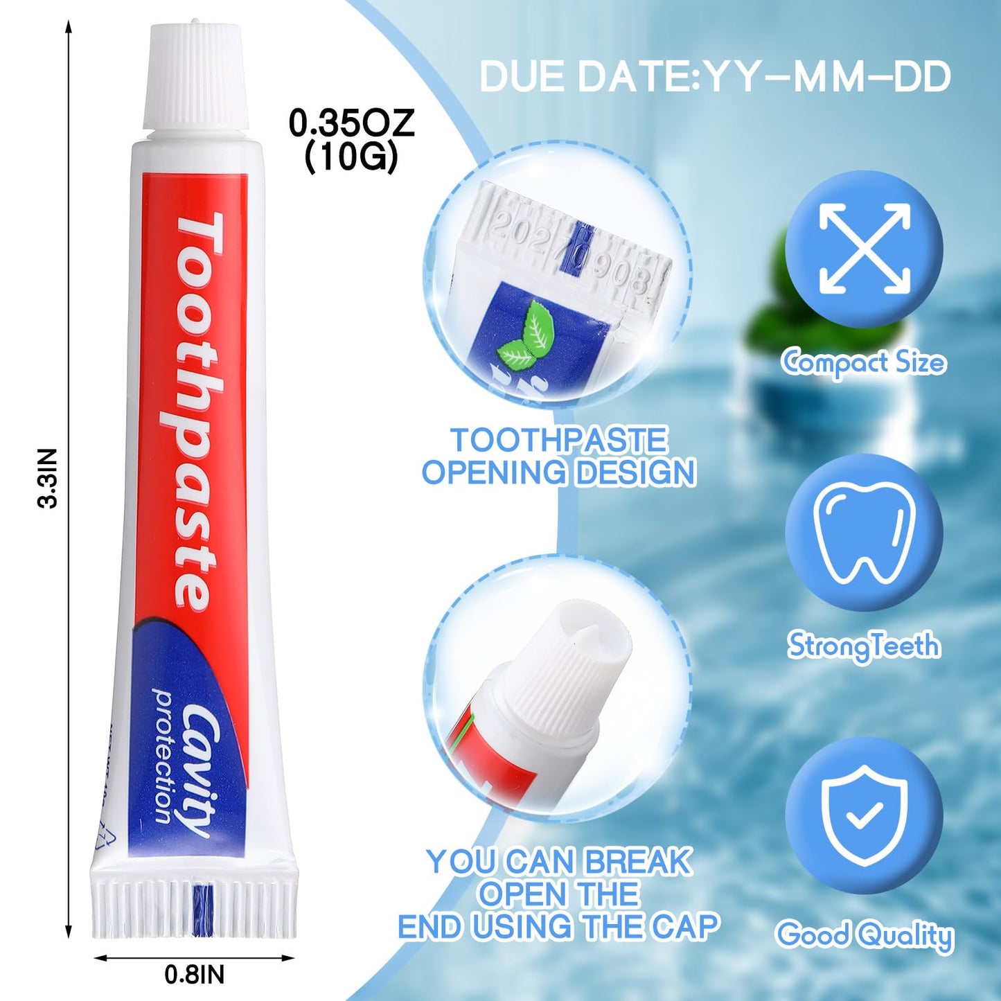 Dimsile Mini Toothpaste Bulk – 0.35oz Travel Size, Fresh Breath & Whitening, 500-Pack for Home, Hotel, Office, Travel