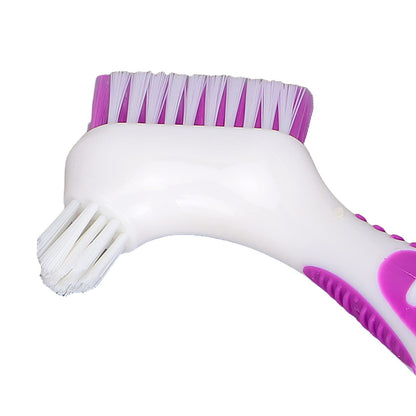 Dioche Denture Brush - Double-Sided Pink Cleaning Brush for Partial & Full Dentures