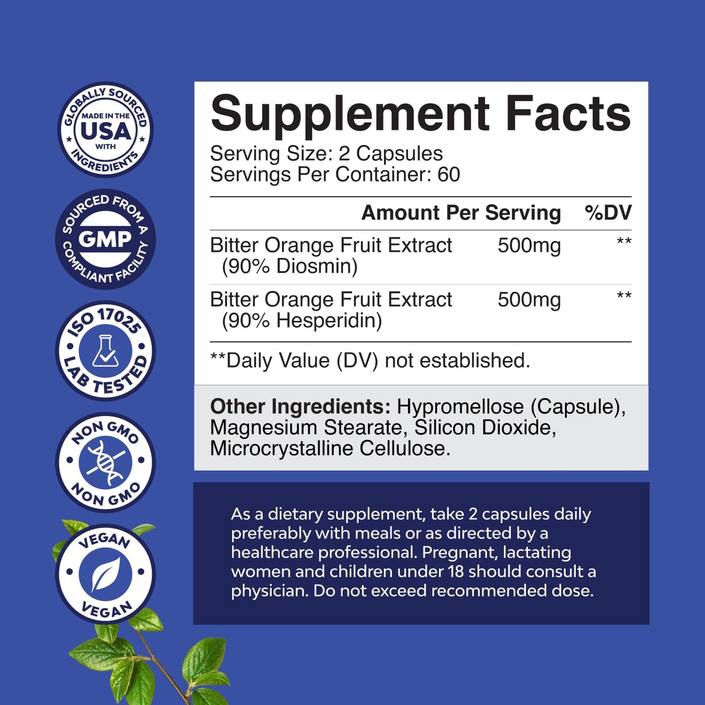 Diosmin Hesperidin 1000mg Complex for Circulation - Vein Support