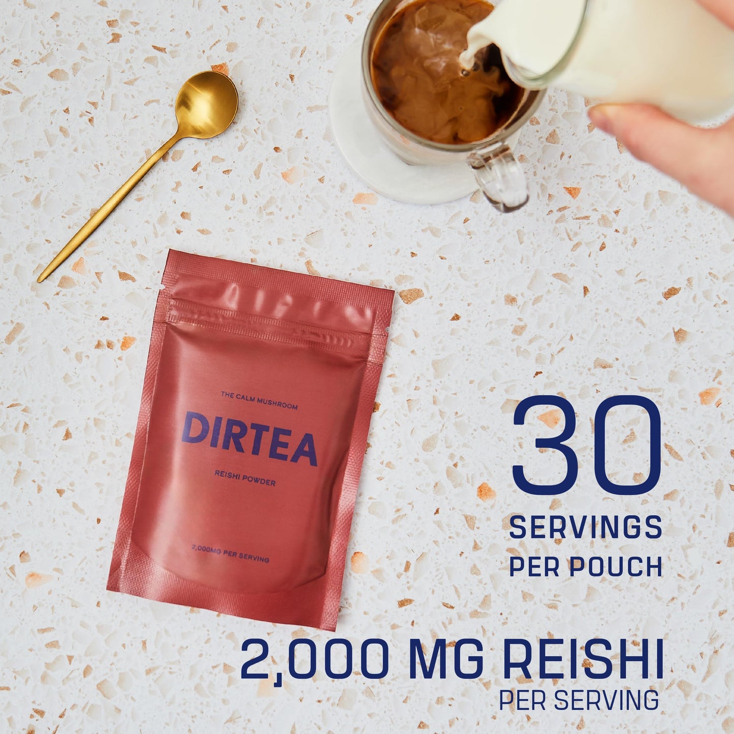 DIRTEA Reishi Mushroom Powder - 60g | 2,000mg per Serving | Organic, Vegan & Non-GMO | Sleep, Immune & Stress Support
